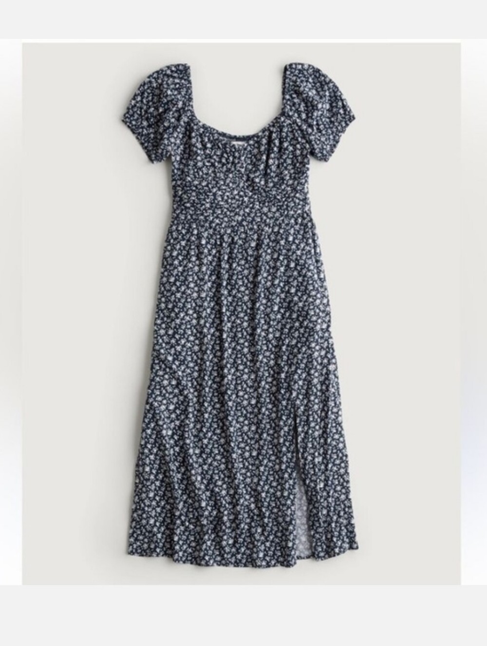 Hollister Ruched Waist Navy Floral Midi Dress XL